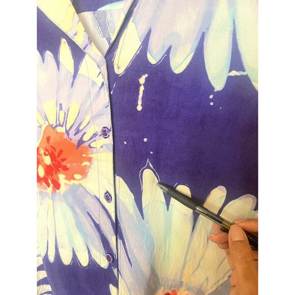 Jams World Lazy Daisy Hawaiian Rayon Floral Shirt Women's Sz Medium USA - Picture 9 of 9